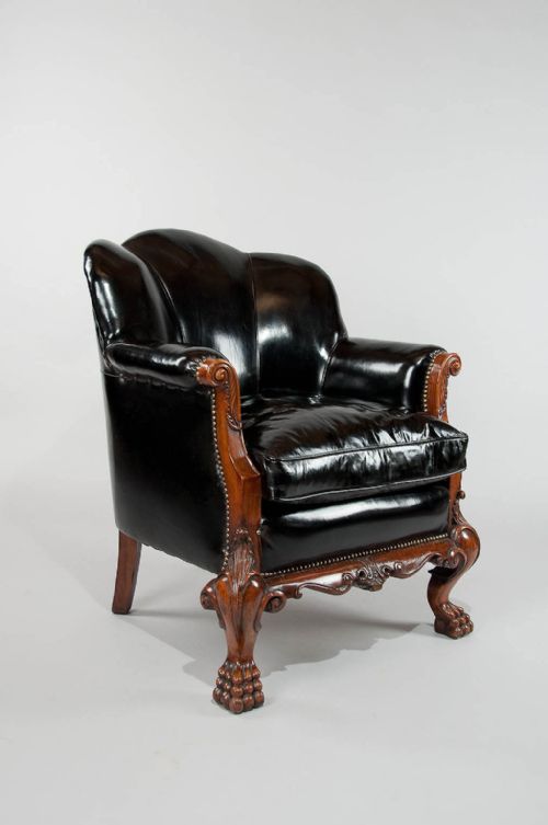 fig 3. Quality Pair of Walnut Leather Armchairs