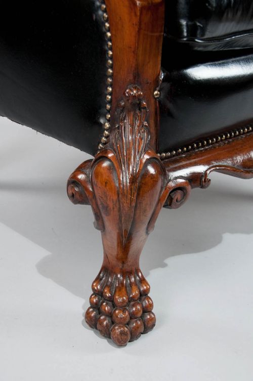 fig 4. Quality Pair of Walnut Leather Armchairs