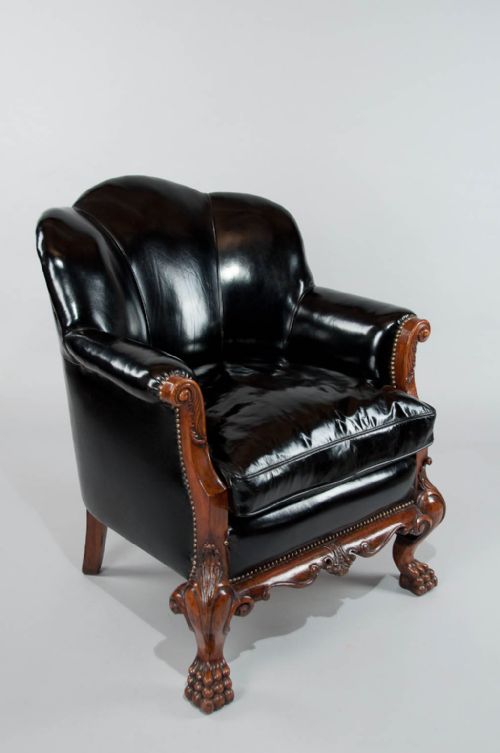fig 7. Quality Pair of Walnut Leather Armchairs