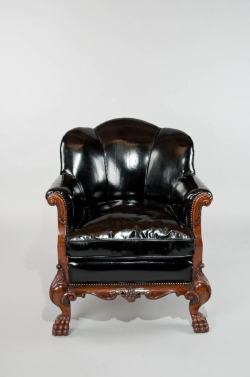 fig 8. Quality Pair of Walnut Leather Armchairs