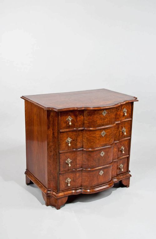 Fine Walnut Shaped Front Chest of Drawers