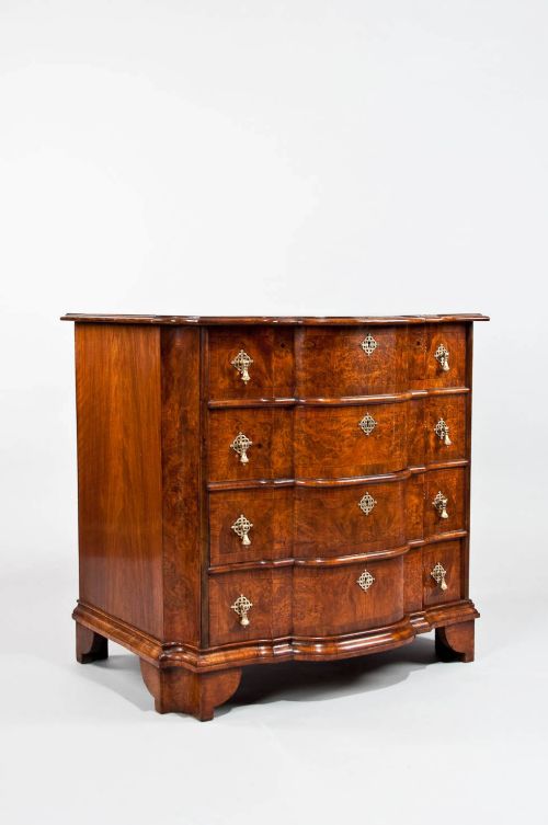 fig 1. Fine Walnut Shaped Front Chest Of Drawers