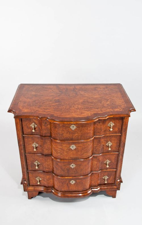fig 9. Fine Walnut Shaped Front Chest Of Drawers