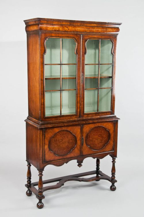 Antique Walnut Two Door Bookcase