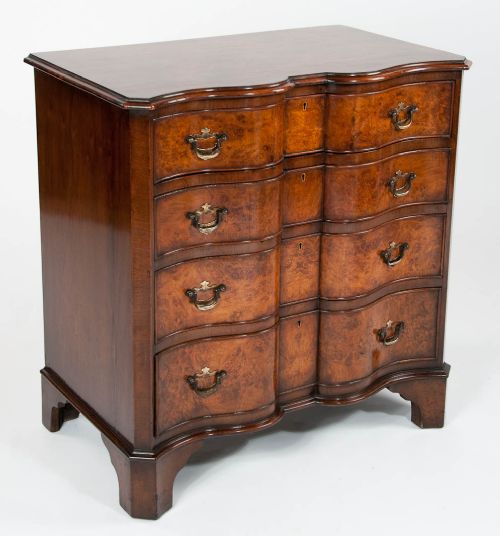 Walnut Shaped Front Chest of Drawers