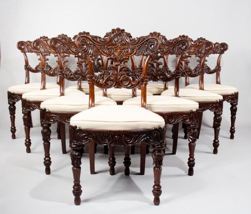 Exceptional Set of 10 Regency Dining Chairs