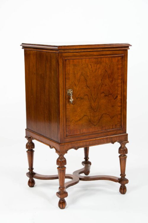 Figured Walnut Bedside Cupboard / Lamp Table