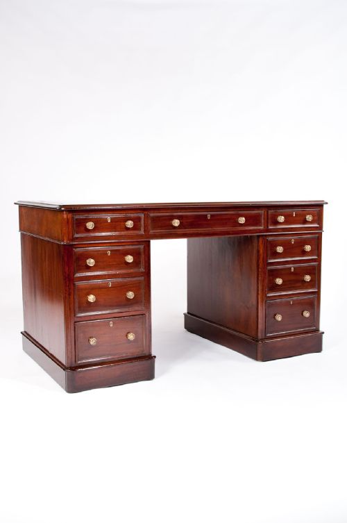 Antique Mahogany Pedestal Writing Desk