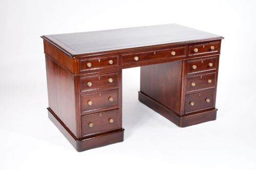 fig 1. Antique Mahogany Pedestal Writing Desk