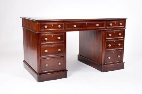 fig 3. Antique Mahogany Pedestal Writing Desk