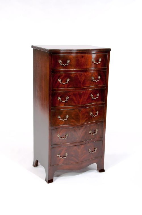 fig 1. Tall Serpentine Mahogany Chest Of Drawers