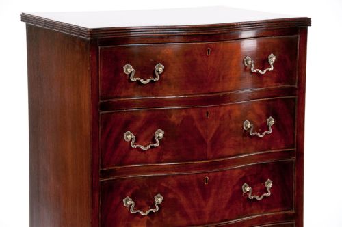 fig 2. Tall Serpentine Mahogany Chest Of Drawers