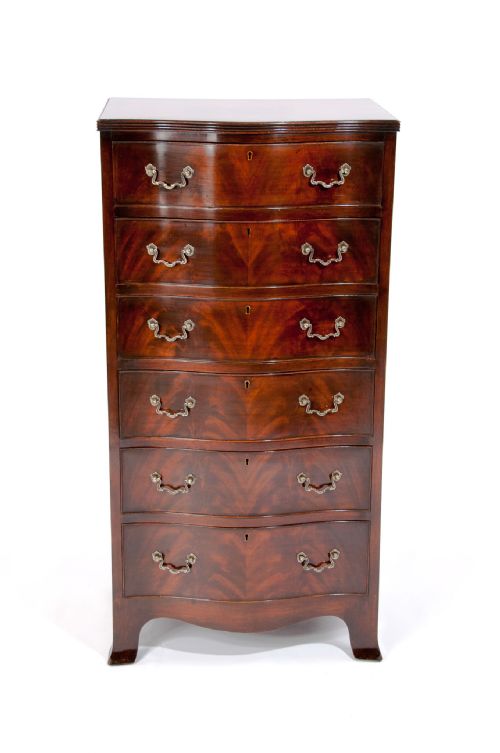 fig 4. Tall Serpentine Mahogany Chest Of Drawers