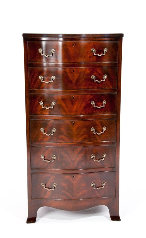 fig 5. Tall Serpentine Mahogany Chest Of Drawers