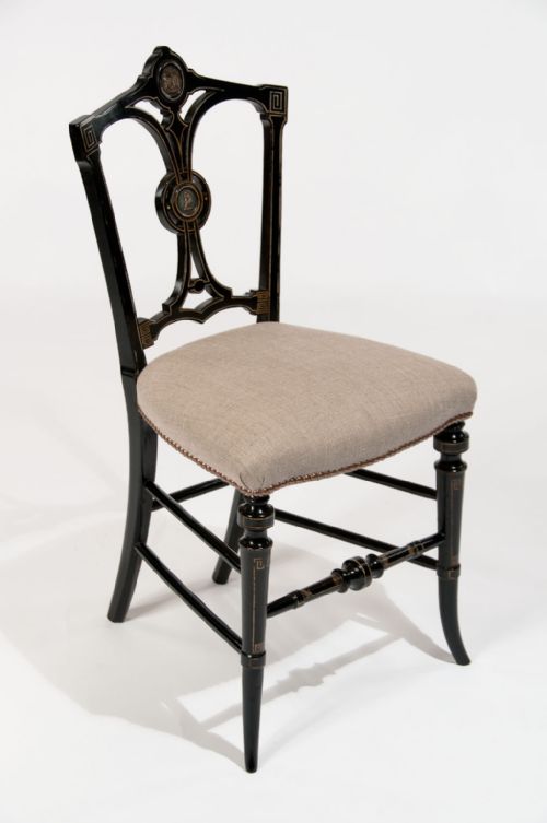 fig 1. Fine Ebonised and Gilt Regency Antique Side Chair