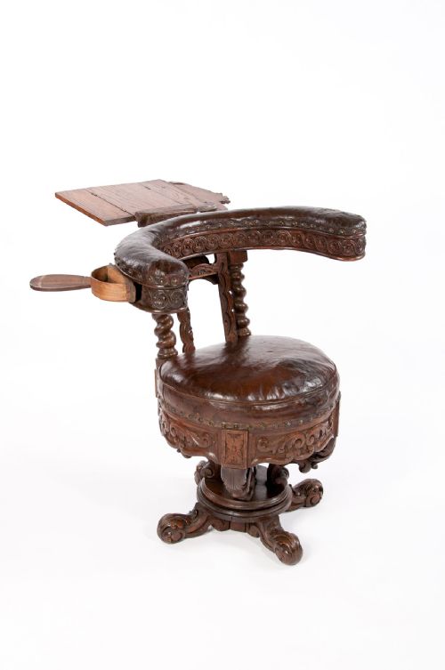 fig 1. Rare 19th Century Oak Cock Fighting Chair