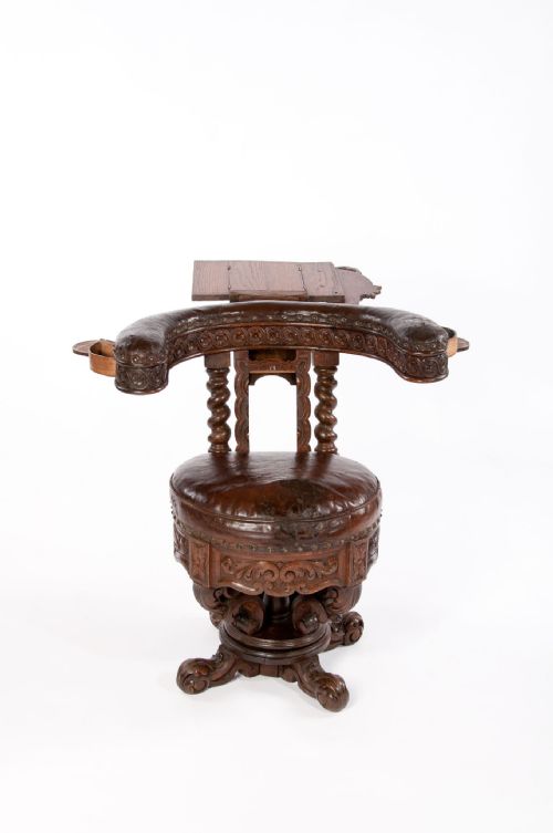 fig 3. Rare 19th Century Oak Cock Fighting Chair