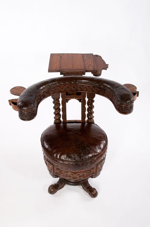 fig 4. Rare 19th Century Oak Cock Fighting Chair