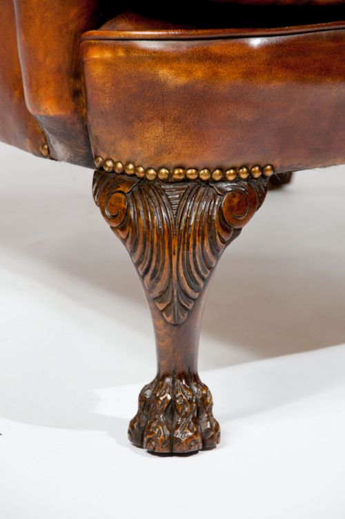 fig 8. Antique Leather Upholstered Wing Chair