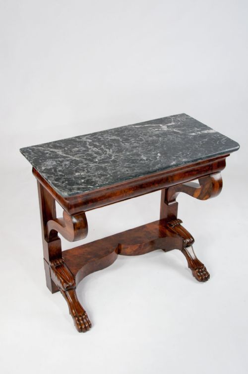 fig 1. Antique French Burr Walnut Marble Console