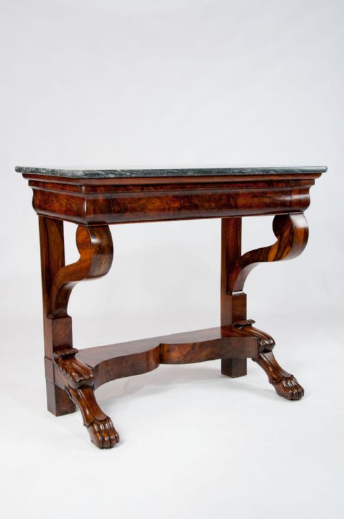 fig 2. Antique French Burr Walnut Marble Console
