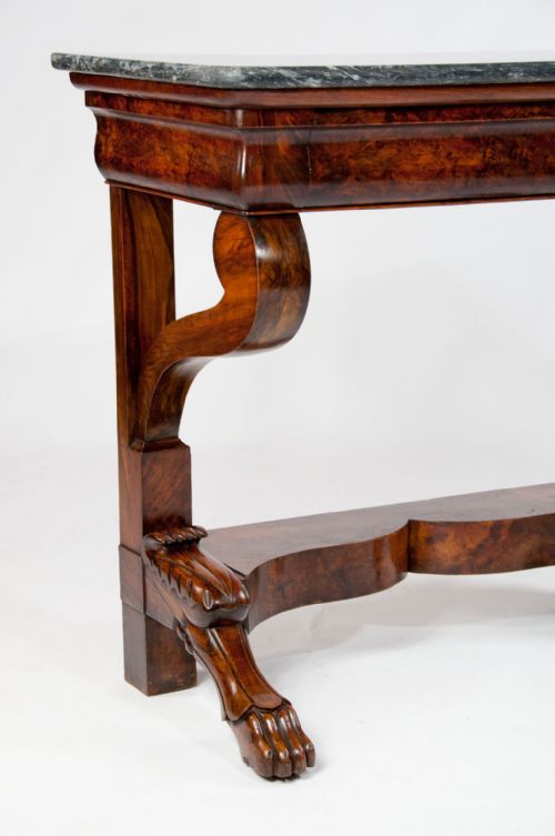 fig 4. Antique French Burr Walnut Marble Console