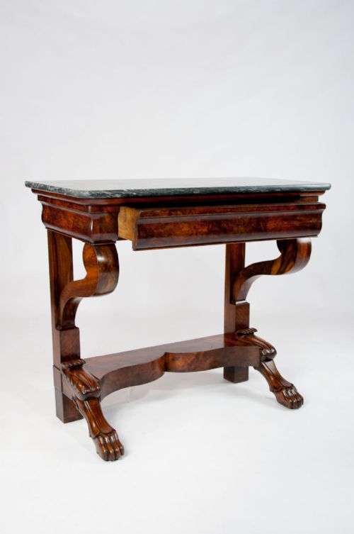 fig 6. Antique French Burr Walnut Marble Console