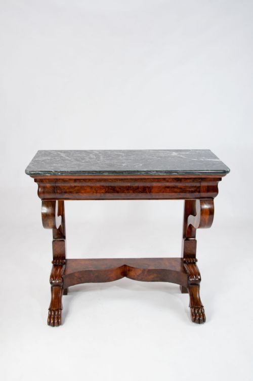 fig 9. Antique French Burr Walnut Marble Console