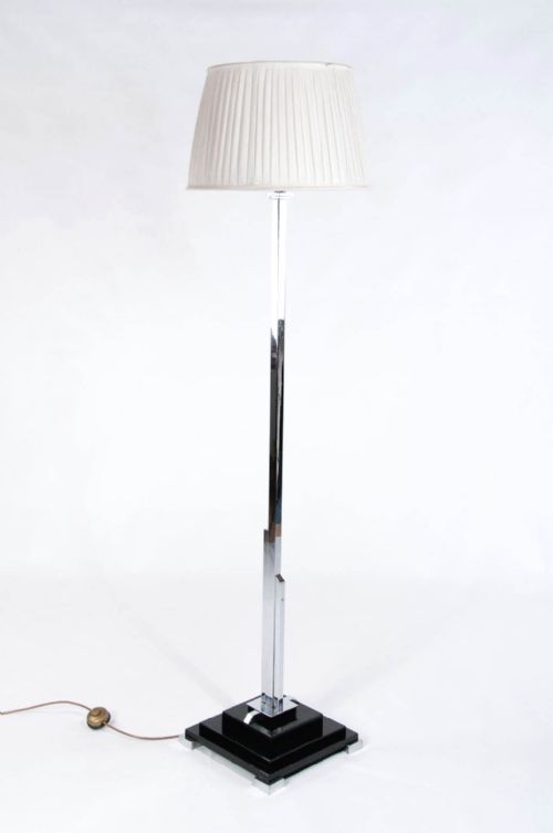 Art Deco Chrome and Ebonised Standard Lamp