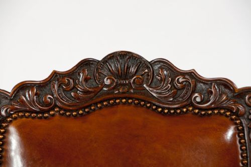 fig 8. 19th Century Walnut Carved Leather Armchair