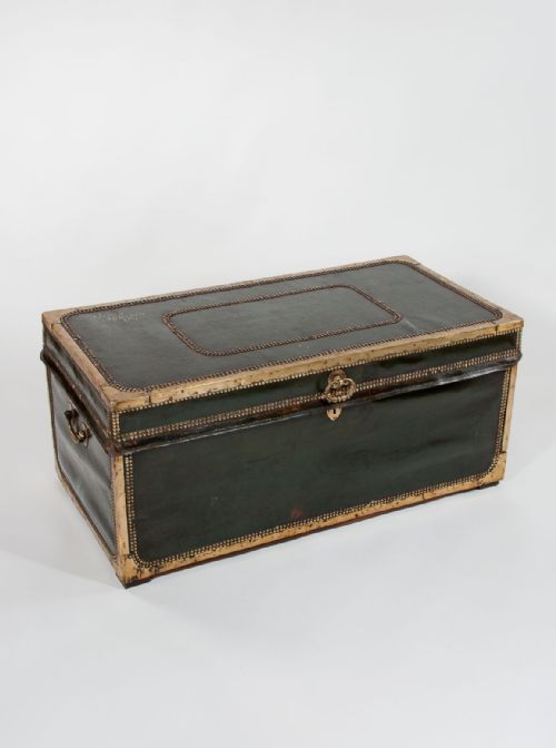 Early 19th Century Leather Camphourwood Trunk