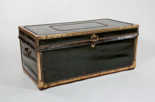 fig 1. Early 19th Century Leather Camphourwood Trunk