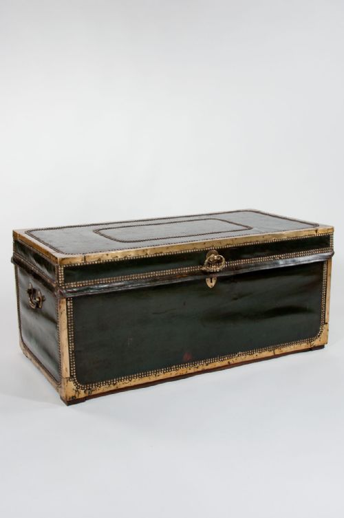 fig 2. Early 19th Century Leather Camphourwood Trunk