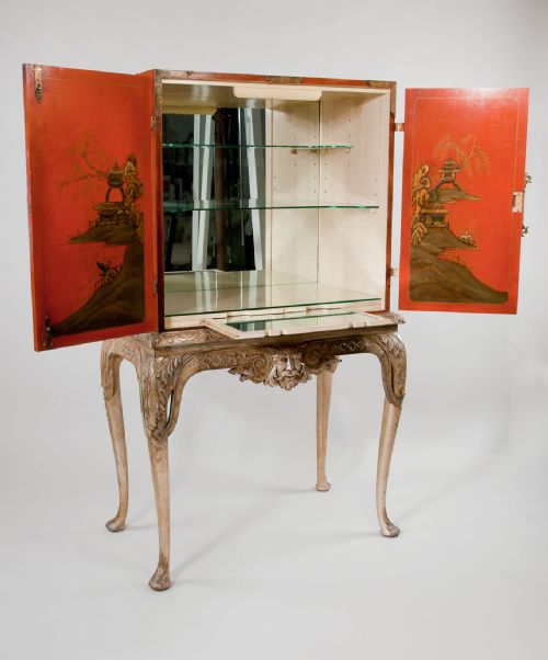 fig 5. 1920 Chinoiserie Cocktail Cabinet Silver Base