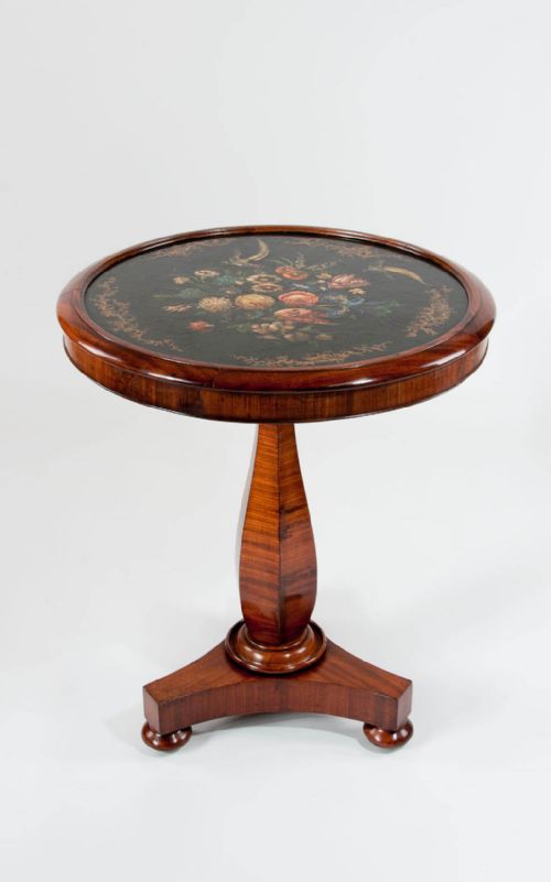 fig 1. Antique Mahogany Painted Slate Tilt Top Table