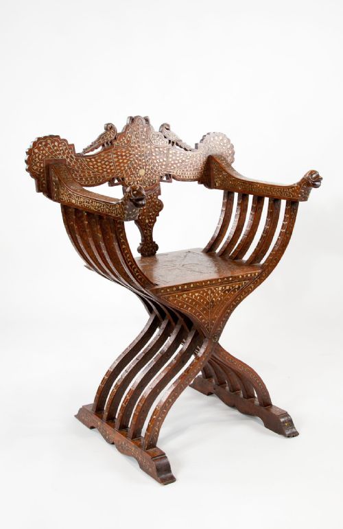 fig 2. An Indian Brass Inlaid X Frame Chair