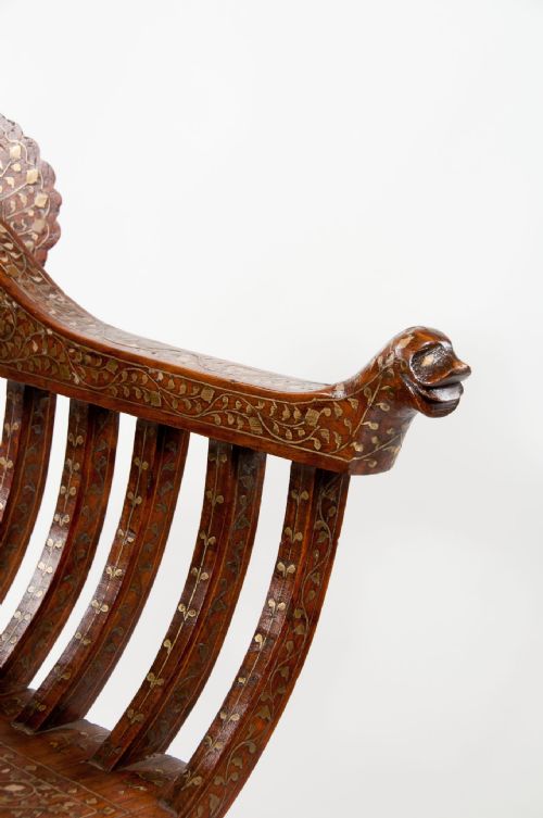 fig 3. An Indian Brass Inlaid X Frame Chair