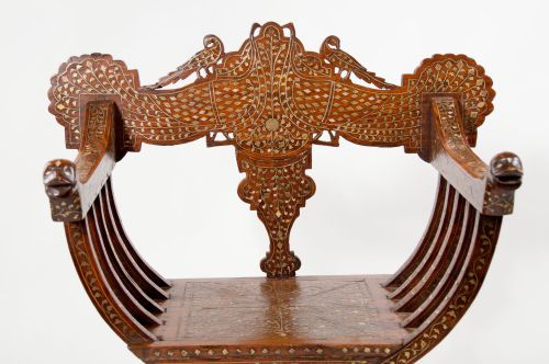 fig 6. An Indian Brass Inlaid X Frame Chair