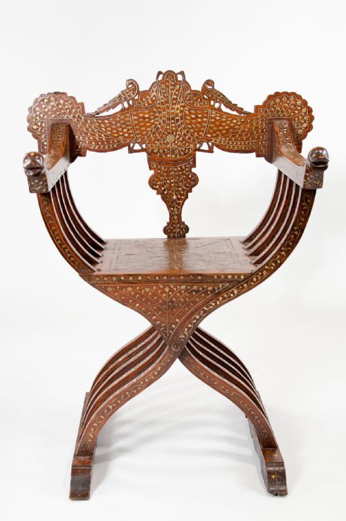 fig 5. An Indian Brass Inlaid X Frame Chair