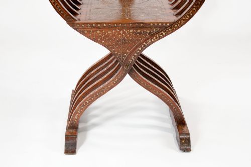 fig 7. An Indian Brass Inlaid X Frame Chair