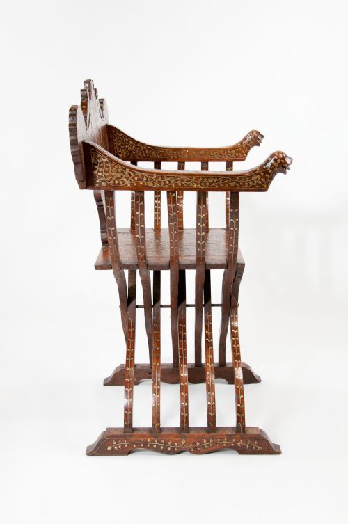 fig 8. An Indian Brass Inlaid X Frame Chair