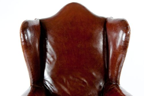 fig 8. Quality Antique Walnut Leather Wing Chair