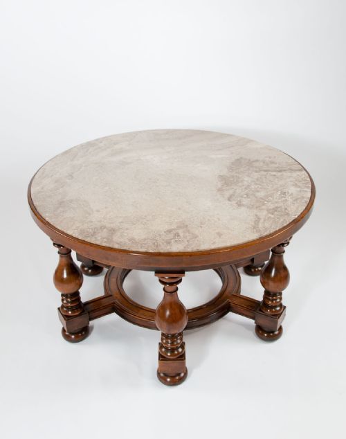 Stunning Antique Walnut Marble Center / Coffee Table