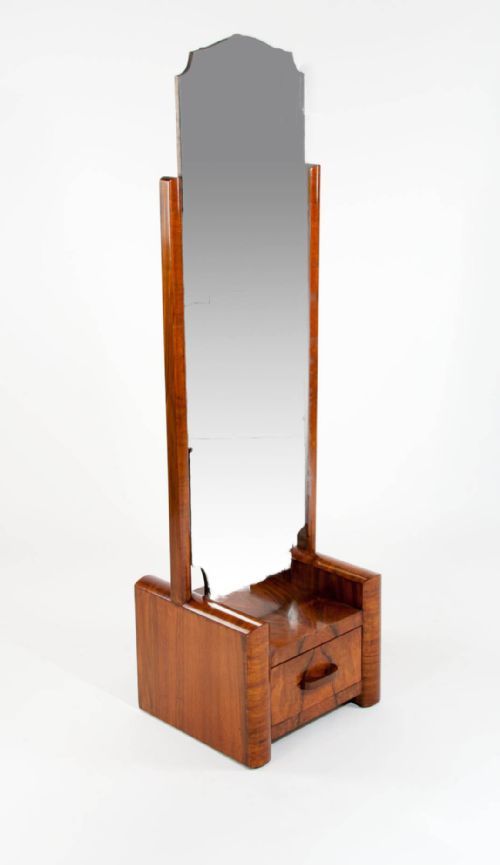 Art Deco Walnut Cheval Mirror