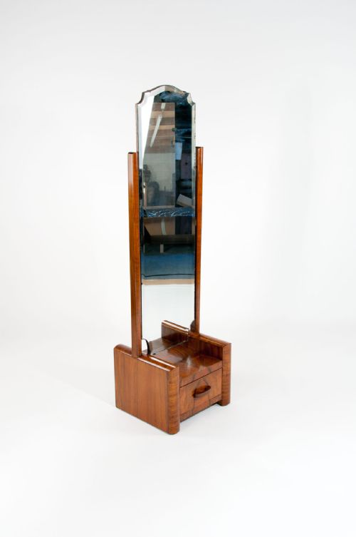 fig 1. Art Deco Walnut Cheval Mirror