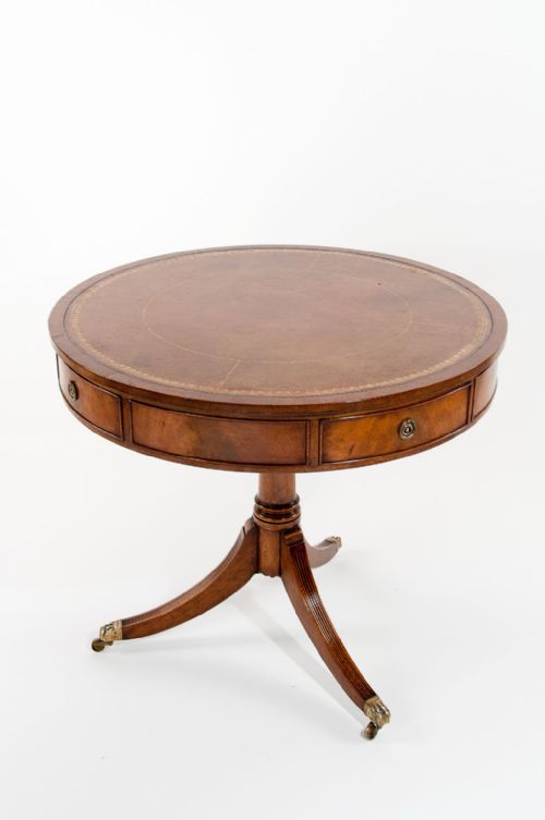 Mahogany Revolving Drum Table Four Drawers