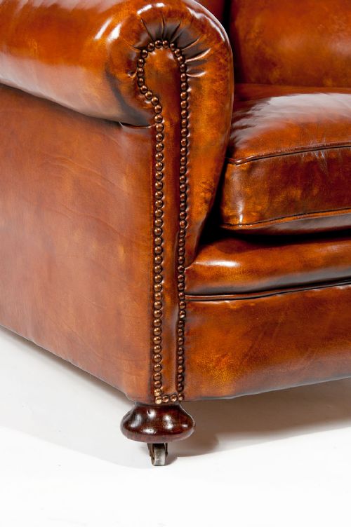 fig 5. Quality Pair Antique Leather Club Armchairs