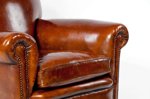 fig 7. Quality Pair Antique Leather Club Armchairs