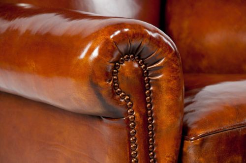 fig 8. Quality Pair Antique Leather Club Armchairs