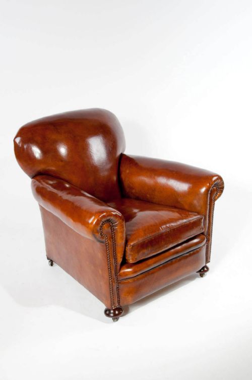 fig 9. Quality Pair Antique Leather Club Armchairs